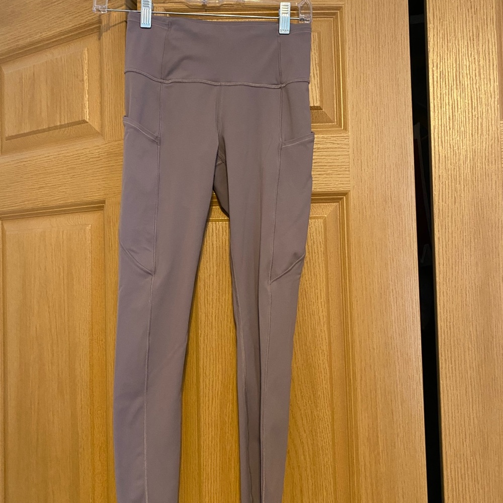 lululemon athletica mauve gray high-waist leggings with side pockets